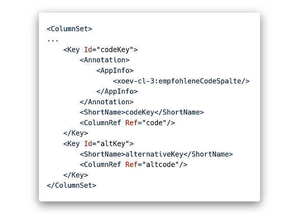 XML: Neue Möglichkeit eine empfohlene Codespalte auszuzeichnen. 